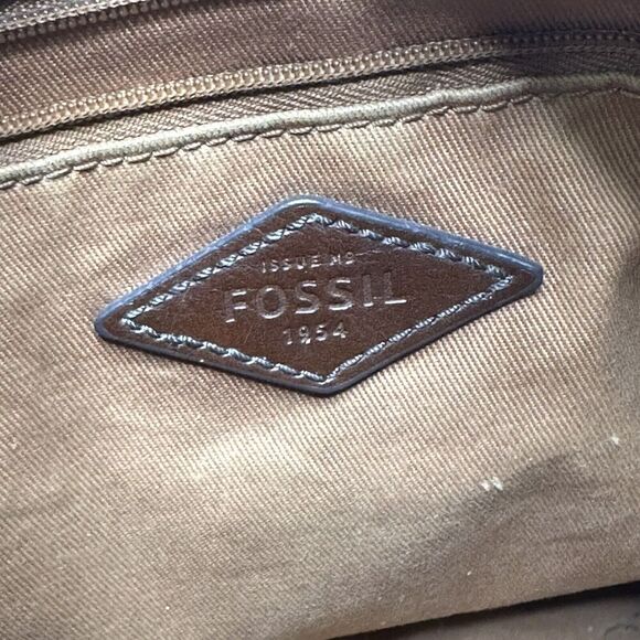 Fossil Purse Brown With Yellow Black Cream Arrows Golden Key Shoulder Bag - Picture 6 of 13